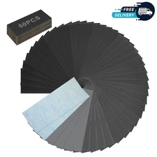 50PCS Sandpaper Set – 13 Grits Wet & Dry Sheets for Wood, Metal, Car, DIY