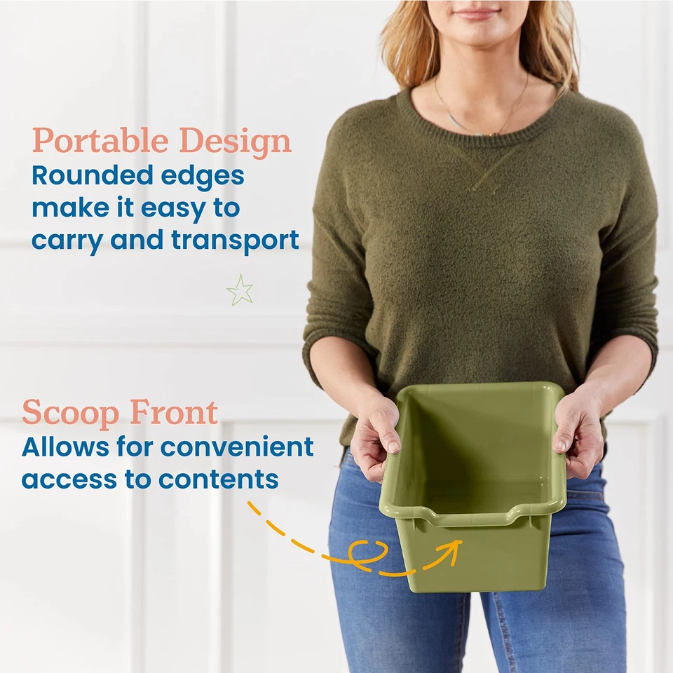 Cubo de almacenamiento frontal con cuchara, organización multiusos, verde helecho, 20 piezas Foto 4 de 4