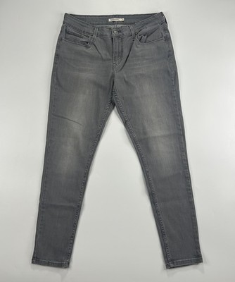 Levis 535 Super Skinny Jeans Womens 32x28 Gray Stretch Denim Mid