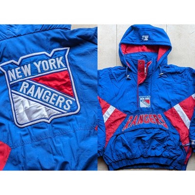 New York Rangers 90s STARTER puffer 1/2 Pullover jacket M blue NHL