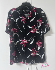 Express Men's Black Floral Short Sleeve Button-Up Shirt Size M