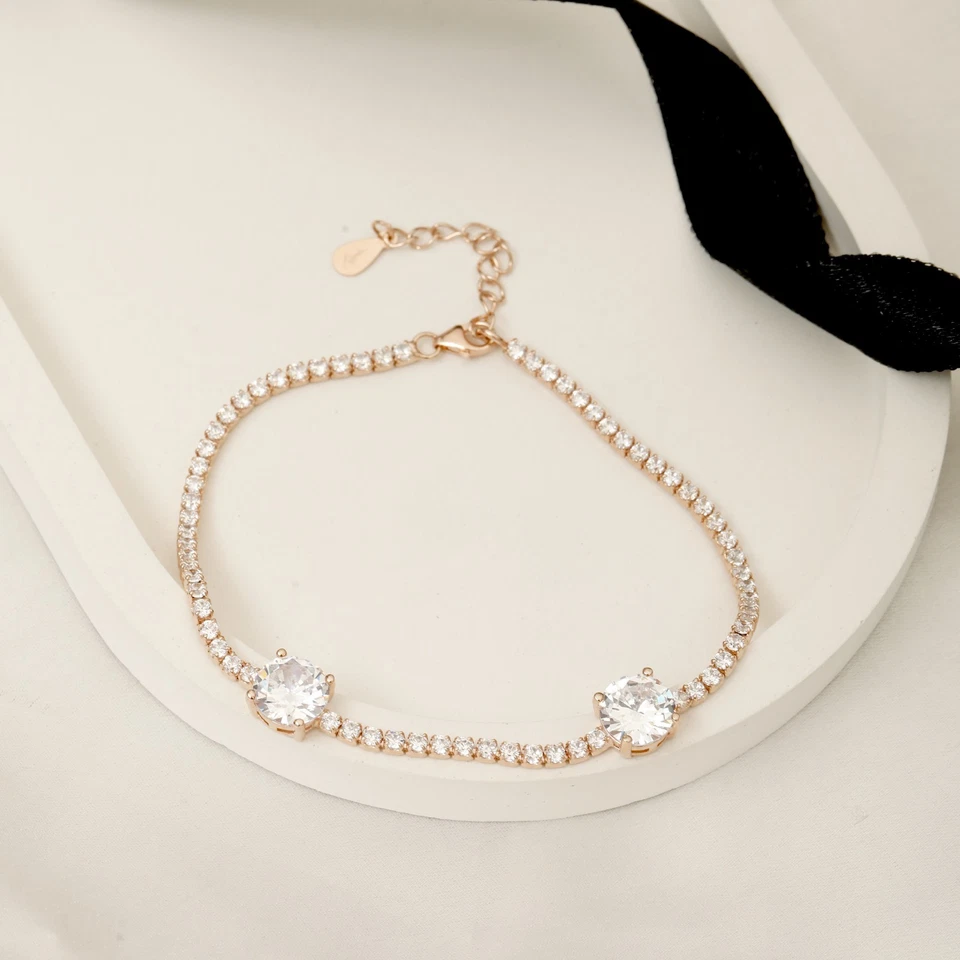 Lab Grown Diamond Tennis Bracelet FG VS Round Solitaire 14k Rose Gold Plated 5ct - Image 2 of 4
