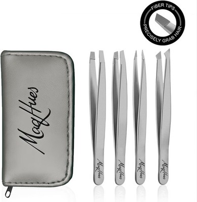 4-Pack Professional Fiber Tip Tweezers Set - Stainless Steel Precision Matte