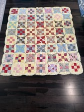 Vintage Patchwork Nine Patch Cotton Quilt 77