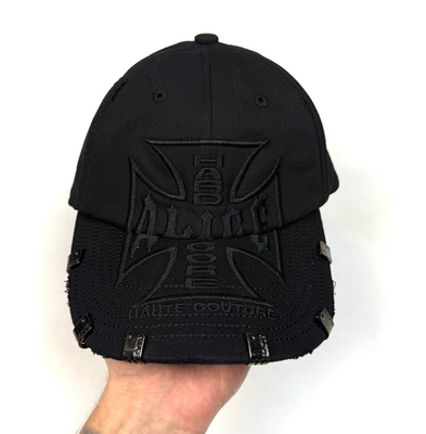 Alice Hollywood ハードロックスタイル ブラックキャップ ALICE Hollywood Hardcore All Black Cap Vintage Y2K Streetwear Hat