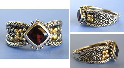 Barbara Bixby Sterling Silber Ring mit 18K Gold Akzenten, Granatring Gr. 9