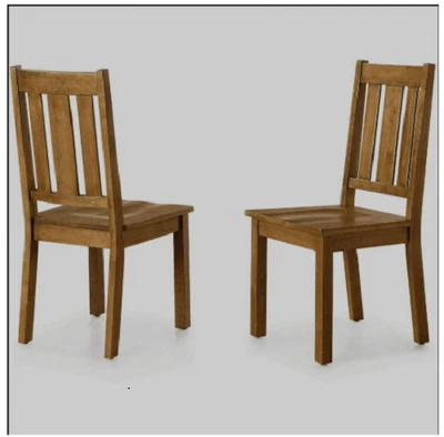 BETTER HOMES & GARDENS Farmhouse Dining Chairs Honey Wooden Country Kitchen Mission Style Seating Set 2