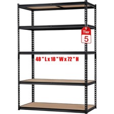 Adjustable 5-Tier Storage Shelving Unit Metal Garage Storage Rack 2500LBS Load