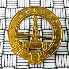 Rare Vintage Blackpool Tower Belt & Buckle Brooch Pin Badge 20mm x 22mm