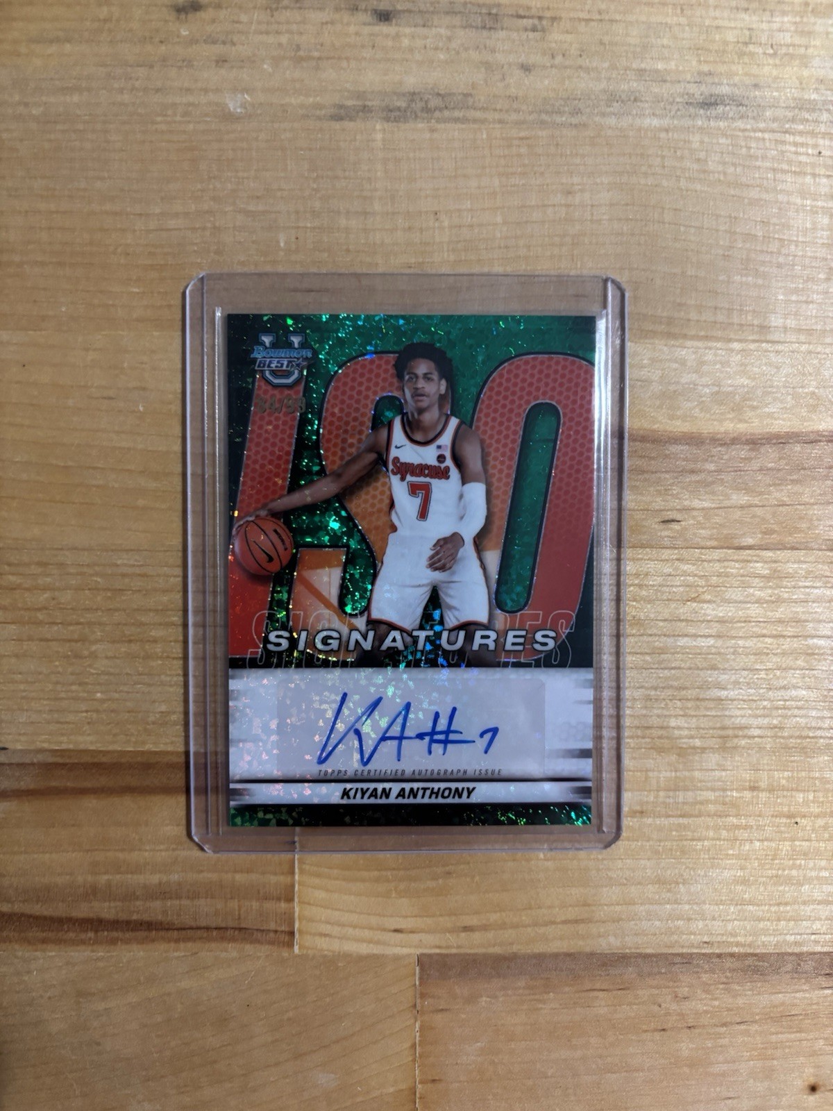 2025/26 Bowman Best U Best of 2025 Green Mini Diamond Auto Kiyan Anthony #/99