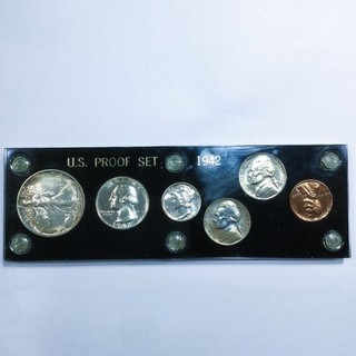 1942 U.S. Mint Silver Proof Set 6 Coin in Vintage Capital Plastic Holder
