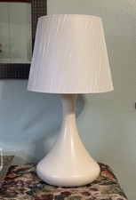 Droplet White Accent Table Lamp w/ Fabric Hardback Uno Shade 18.5  