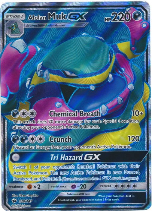 Alolan Muk-GX (Full Art) - 138/147 Burning Shadows NM Pokemon TCG