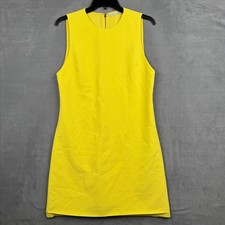 Alice + Olivia Women's Crewneck Bright Yellow Sleeveless Shift Dress Size 6