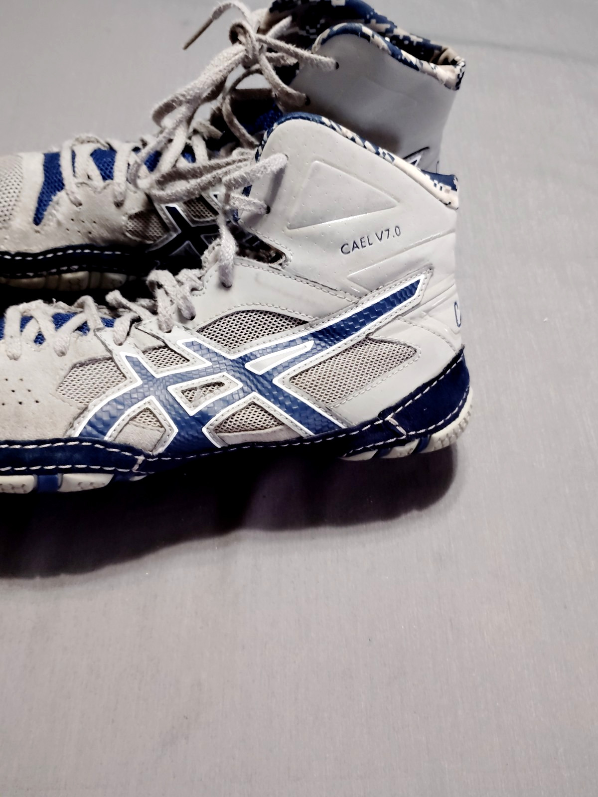 ASICS Cael V7.0 Wrestling Shoes J605Y Blue Gray Men Sz 8 Split Sole Lightweight image 5