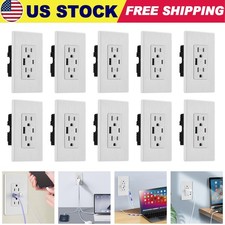 USB-C USB-A Dual Port Wall Socket Outlet Receptacle Electrical Socket 15A