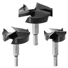 Large 3PCS Forstner Drill Bit Set 2",2-1/2",3" Triple-Flute Carbide Tipped Fo...