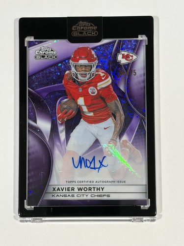 2025 Topps Chrome Black Auto Xavier Worthy 54/75 Purple #AU-XWO Encased