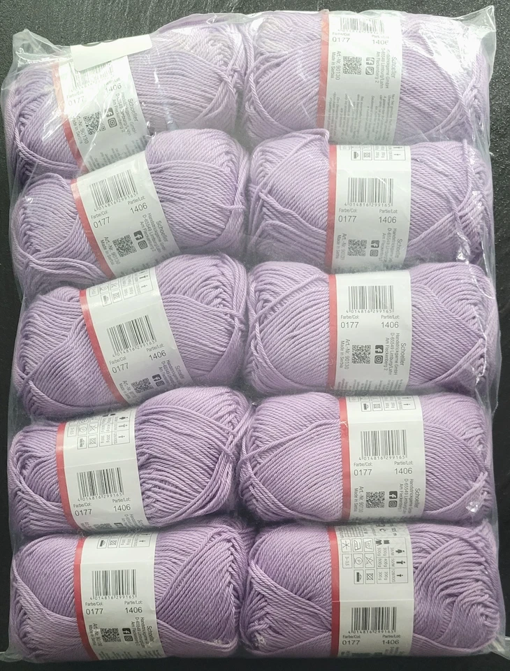 Schoeller + Stahl 10 x 50g Limone Farbe 0177 Flieder 100% Baumwolle mercerisiert