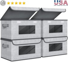 Collapsible Storage Bins W/ Lids Stackable Fabric Storage Box Organizer New