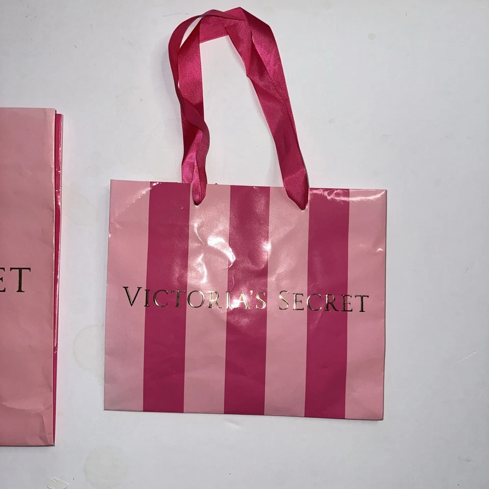 Pacote de 4VICTORIAS SECRET Sacolas de Loja Rosa/Pretas Sacolas de Presente de Compras Algum Tecido - Imagem 3 de 4