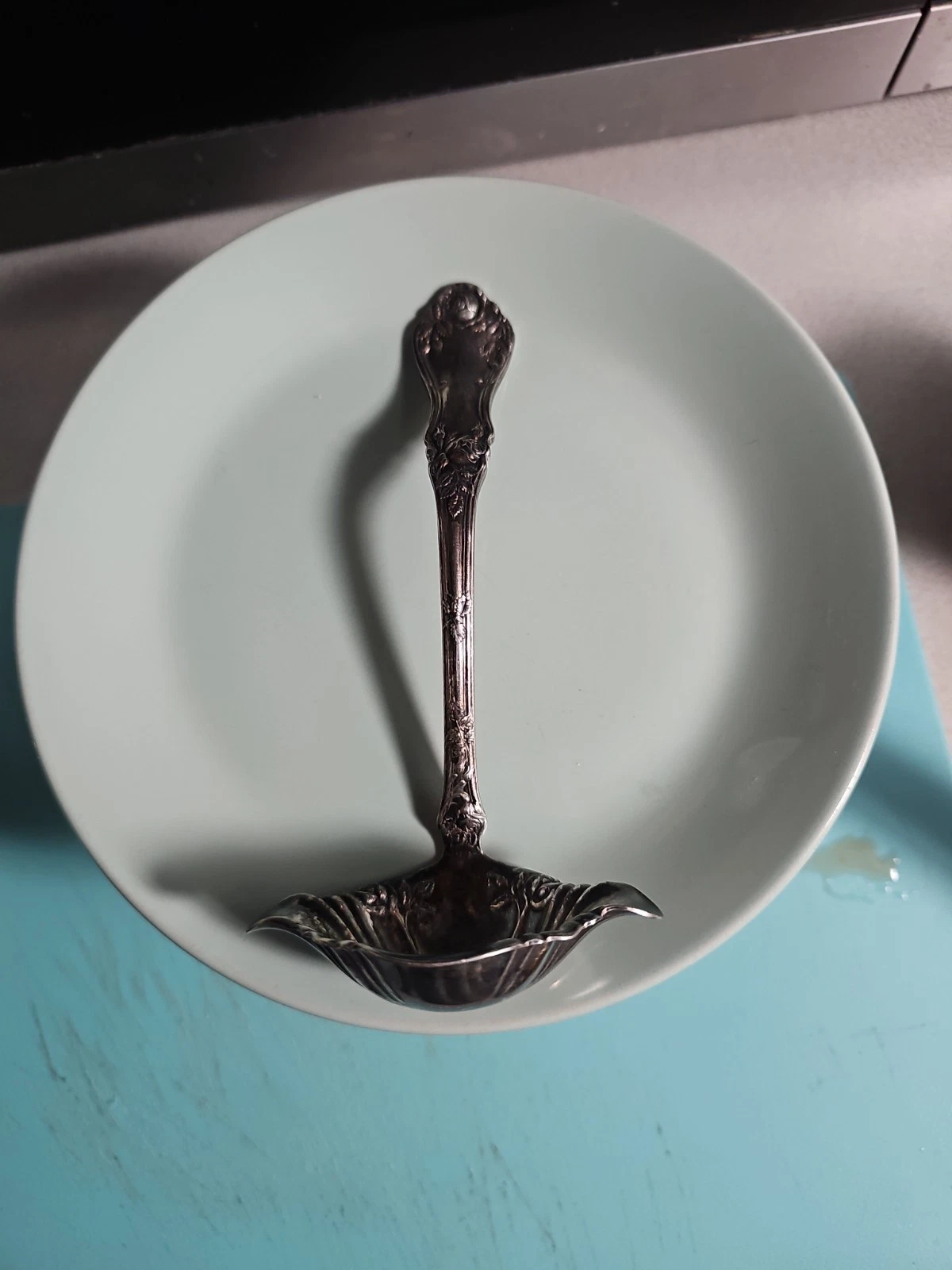 Vintage Rockford ROSES SP Co 5 Silverplate 6.75" Double Lip Ladle