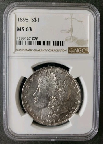 1898 $1 Morgan Silver Dollar NGC MS63