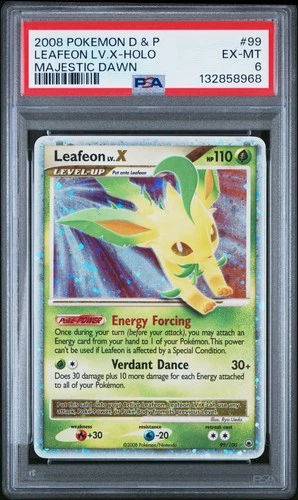 2008 POKEMON DIAMOND & PEARL MAJESTIC DAWN #99 LEAFEON LV.X-HOLO PSA 6