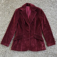 Vintage Panhandle Slim Blazer Coat Womens Size 8 Red Velvet Western Made In USA