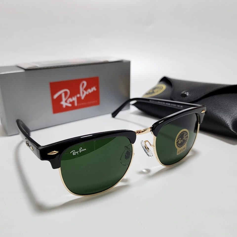 Gafas de sol Ray-Ban RB3016 clásicas Clubmaster marco negro lente de vidrio 51 mm Foto 4 de 4