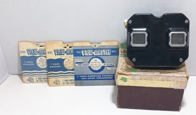 Vintage Sawyers Stereoscope View Master 3D Reel Viewer Plus 3 Full Color Slides