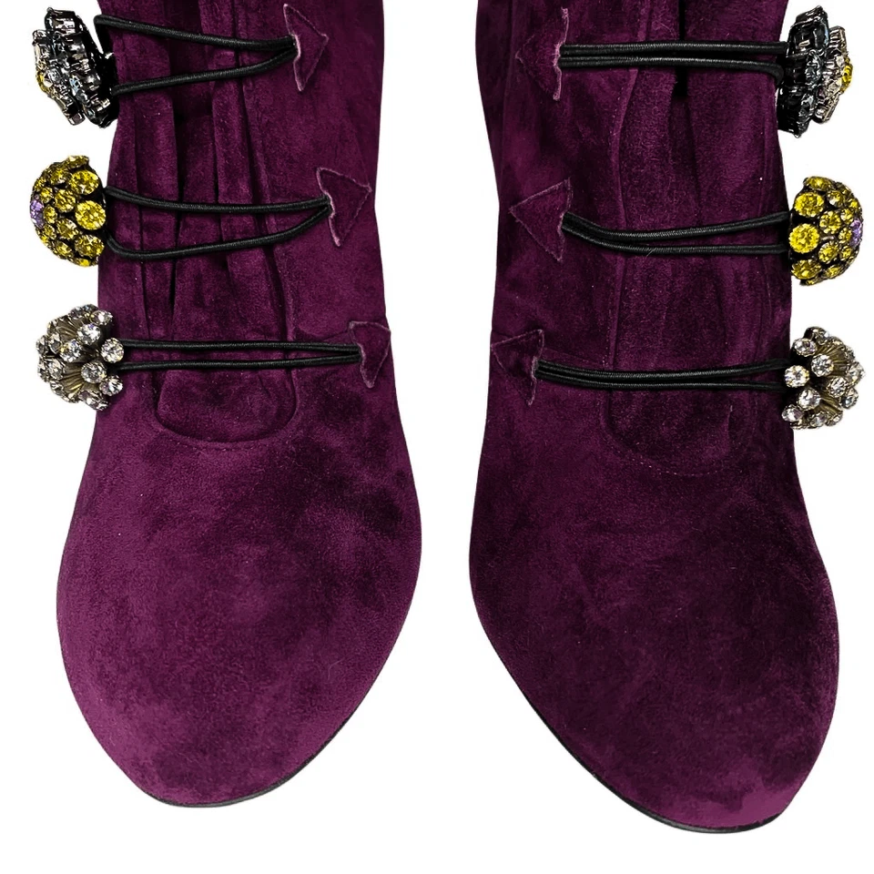 Christian Louboutin Botas de Gamuza Púrpura MJ Cristal Tacón al Tobillo EU 37 US 7 Foto 3 de 4