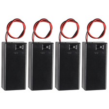 4pcs 9V Battery Holder Case w/ ON/OFF Switch with Cover Storage Case Holder