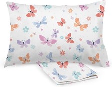 Cotton Percale Pillowcase, for 13" x 18"/33 x 46 cm Toddler Pillow, Flutter 2-P