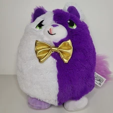 Misfittens Get Meowt Purple And White Kitten Gold Bowtie 9" Round Plush