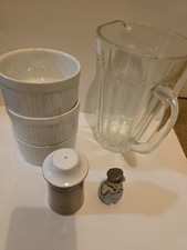 Heavy Duty Glass Jug Hold3 Pints & Weigh 2kg 3 Bowels And 2 Salt & Pepper Shaker