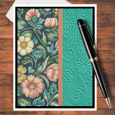 Floral Design Embossed Handmade A2 DIY Greeting Card Kit, Set of 6 w/Envelopes