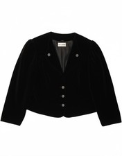 LADY CHARME Womens 3 Button Velvet Blazer Jacket EU 46 XL Black Cotton BD01