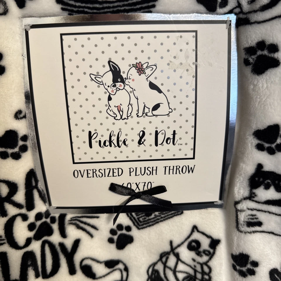 NUEVO CON ETIQUETAS Pickle & Dot Cat Gran Tamaño Peluche Lanzamiento Gato Loco Dama Divertida Manta 60 x 70 Foto 2 de 4