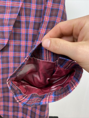 Chester Barrie (40R) Savile Row Pure 100% Linen Check Tartan Shawl Tuxedo Jacket - Picture 4 of 17