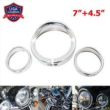 For Harley 7" Headlight Lights 4.5" Passing Fog Lamp Trim Ring Bezel Visor Cover