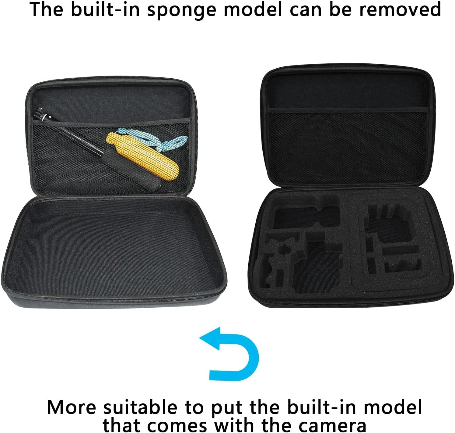 Large Camera Carrying Case for GoPro Hero 13-7, AKASO, DJI Action 5 Pro, SJCAM, 