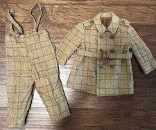 Costume Theater Vintage Wool Child Pants  Coat Set Plaid Green W Suspenders