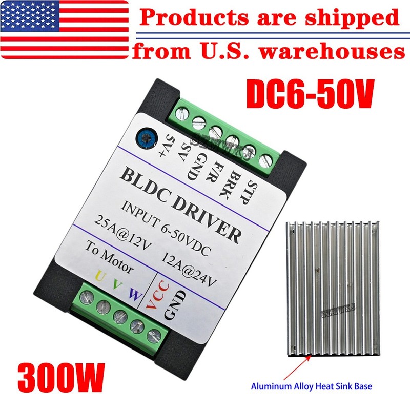 High Speed BLDC Brushless Motor Driver Sensorless PWM Controller 12-48V 300W 25A