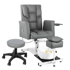 OPEN BOX-No Plumbing Pedicure Chair Adjustable Pedicure Station with Foot Basin