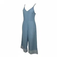 Trina Turk Cloud Denim Chambray Wide Leg Jumpsuit Cropped Blue Women Size 12