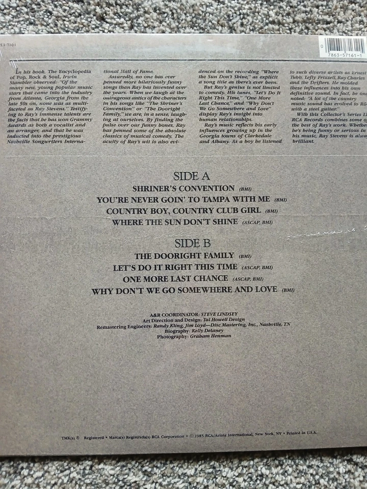 Ray Stevens Collectors Series sealed vinyl  LP- RCA Records - Image 2 of 2