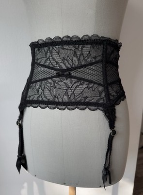 Chantelle Taillengürtel Strumpfhalter Schwarz Spitze Schleife Dessous S 36