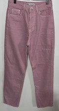  7/b51 Zara Jeans Womens 2 Pink Straight Leg High Rise Denim Pants