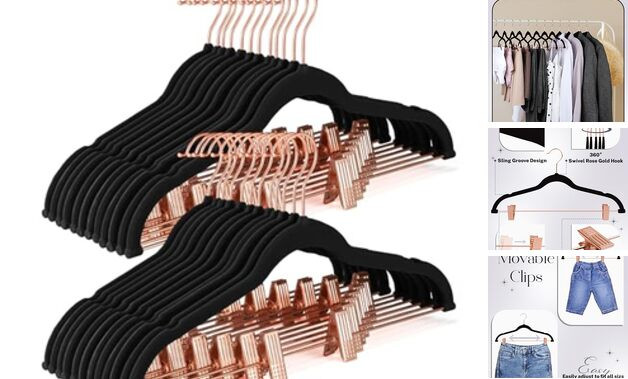 24-Pack Ultra Thin Non-Slip Velvet Pants & Skirt Hangers